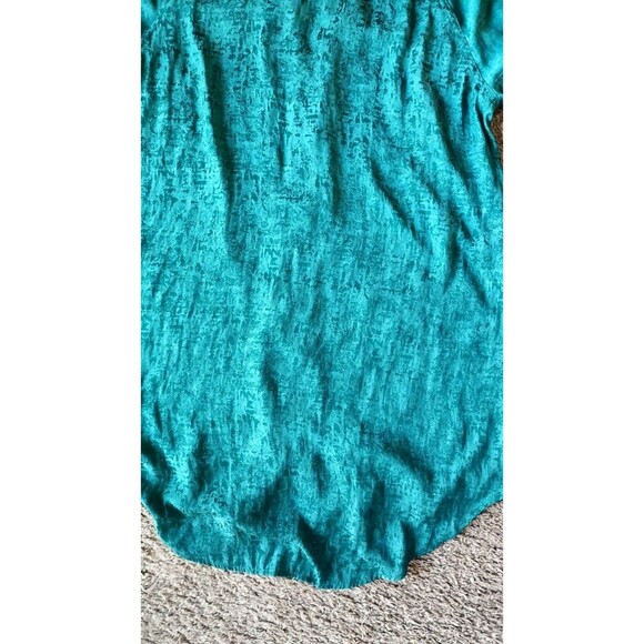 Rock & Republic Womens Long Sleeve Shirt Blouse Large Emerald Green  80s Retro - Picture 5 of 9